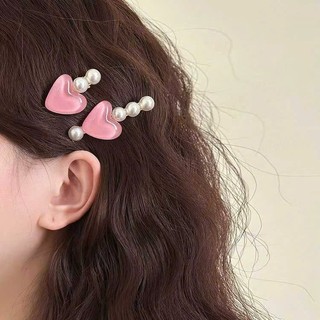 Bộ 2 kẹp tim phối hạt ngọc màu sắc ngọt ngào đáng yêu cho bạn gái