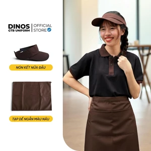 Áo Thun Polo DINOS GTB Vải Cá Sấu Màu Đen Phối Nâu Nhận In Logo Theo Yêu Cầu