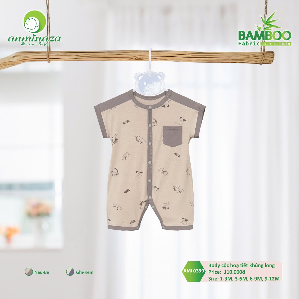 Body Cộc Tay Bé Trai  Vải Sợi Tre Co Dãn Thoáng Mát,Họa Tiết Nghộ Nghĩnh - Hàng Chính Hãng AMI0399