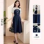 Đầm thiết kế BEMINE cổ tim phối ren hoa đính nơ dáng chữ A phù hợp đi làm-MT11032