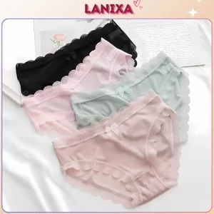 Quần lót nữ ren lưới xuyến thấu mềm mại thoáng mát sexy, Quần chíp nữ đính nơ gợi cảm LANIXA L115