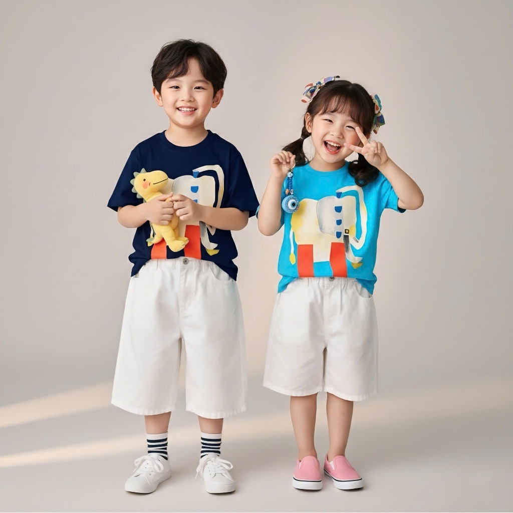 Áo Thun Trẻ Em Mirage Họa Tiết Voi In 3D Hoạt Hình Dễ Thương Chất 100% Cotton Cao Cấp.