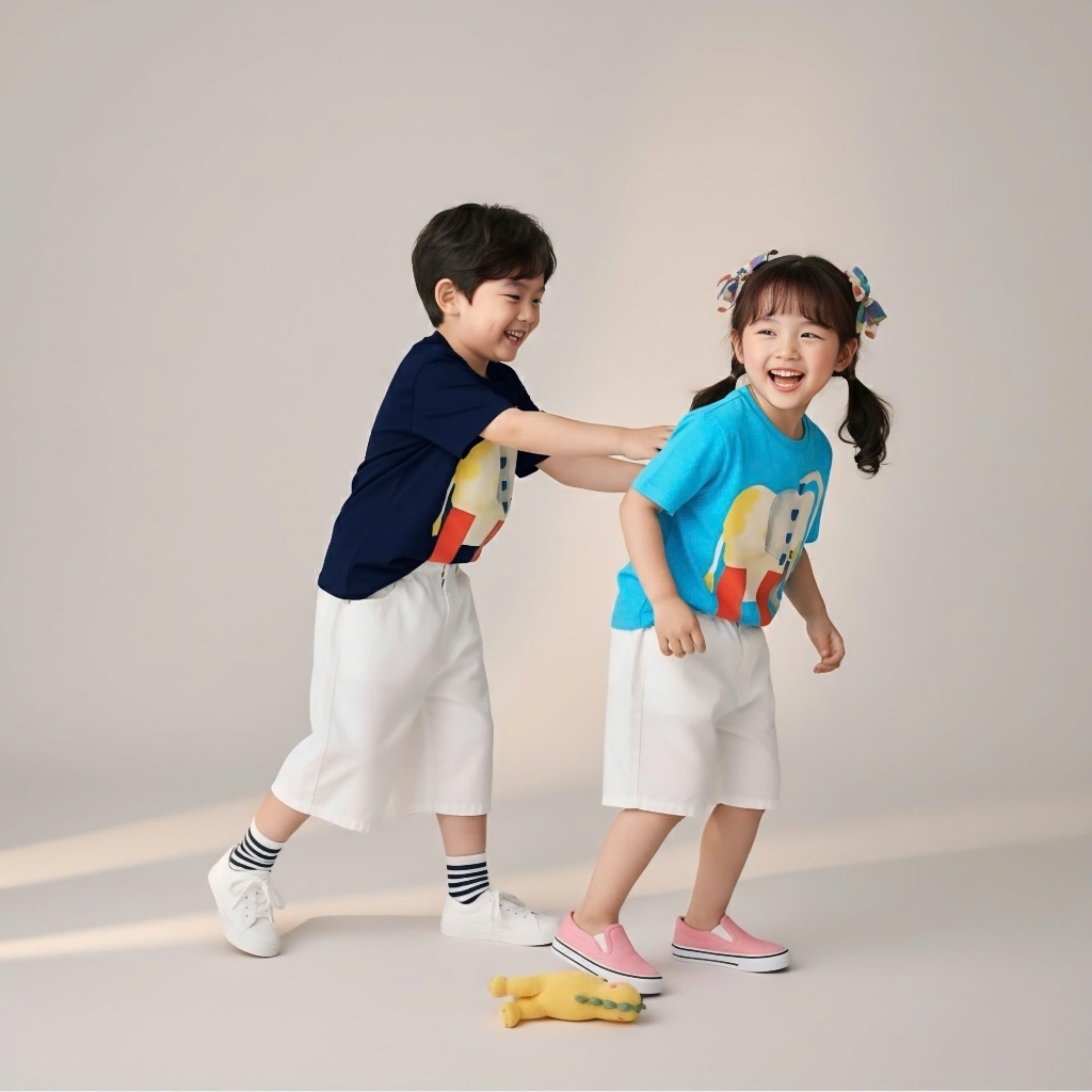 Áo Thun Trẻ Em Mirage Họa Tiết Voi In 3D Hoạt Hình Dễ Thương Chất 100% Cotton Cao Cấp.