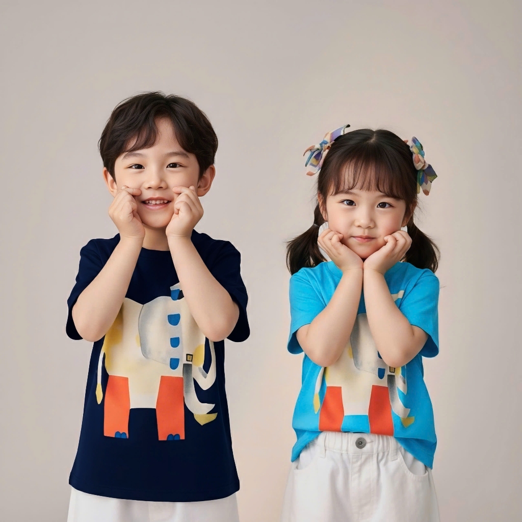 Áo Thun Trẻ Em Mirage Họa Tiết Voi In 3D Hoạt Hình Dễ Thương Chất 100% Cotton Cao Cấp.