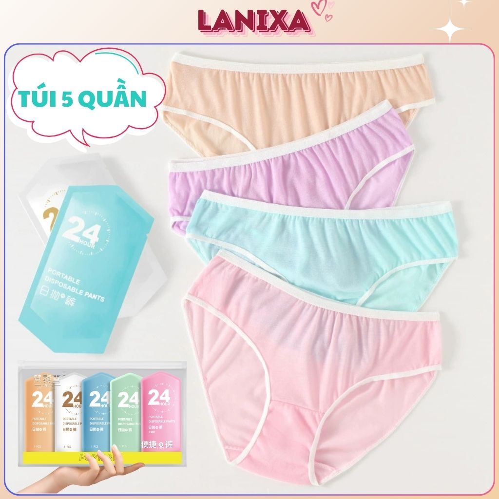 COMBO 15 Quần lót nữ cotton dùng 1 lần triệt khuẩn tiện lợi cho du lịch phụ nữ mang thai LANIXA