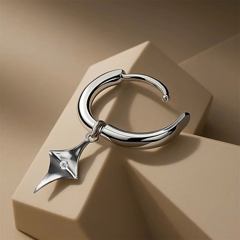 Khuyên tai nam tròn bạc 925 Starlight thiết kế đính hình ngôi sao basic (1 chiếc) | GEMY SILVER KN66