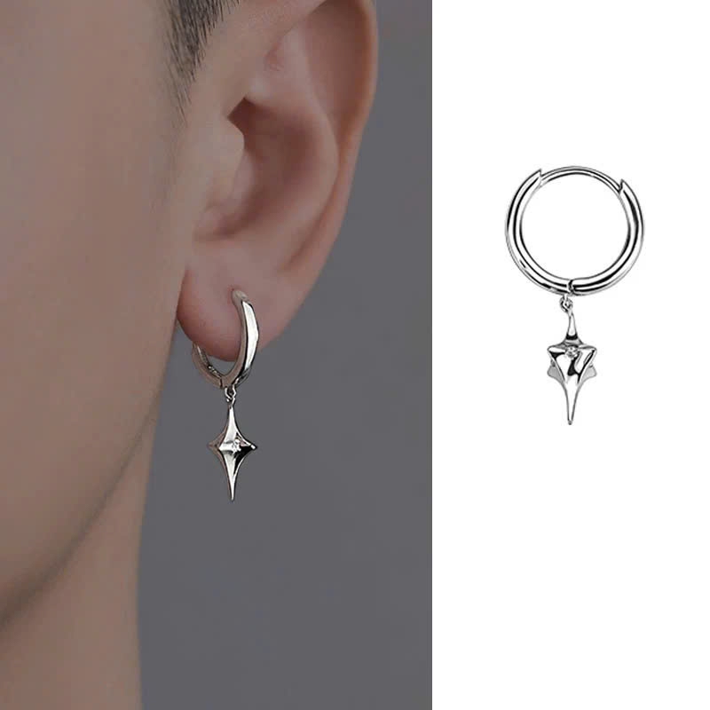 Khuyên tai nam tròn bạc 925 Starlight thiết kế đính hình ngôi sao basic (1 chiếc) | GEMY SILVER KN66