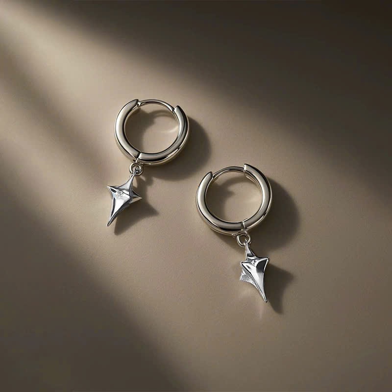 Khuyên tai nam tròn bạc 925 Starlight thiết kế đính hình ngôi sao basic (1 chiếc) | GEMY SILVER KN66