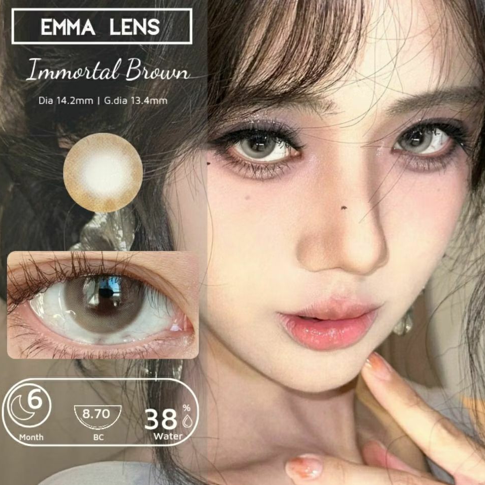 Kính Áp Tròng Immortal Brown | Lens Nâu Tây Giãn Không Viền Giãn Nhẹ  | EMMA LENS