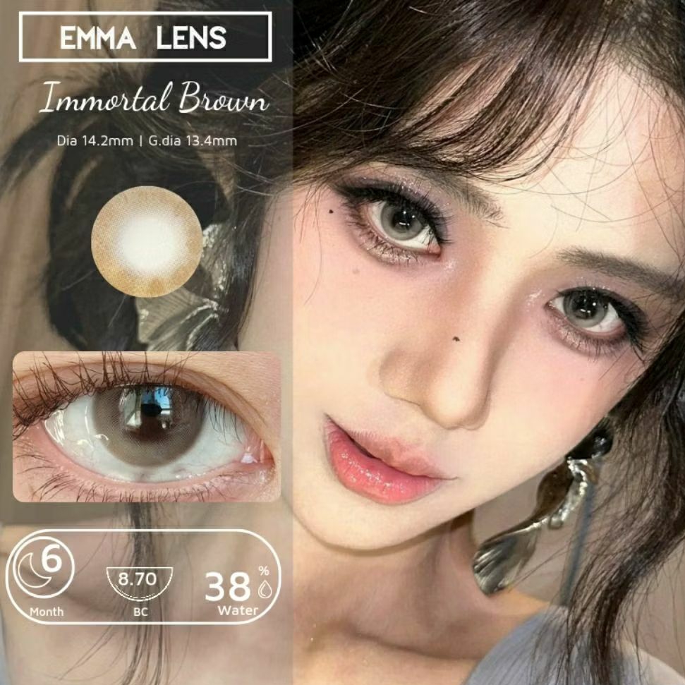 Kính Áp Tròng Immortal Brown | Lens Nâu Tây Giãn Không Viền Giãn Nhẹ  | EMMA LENS
