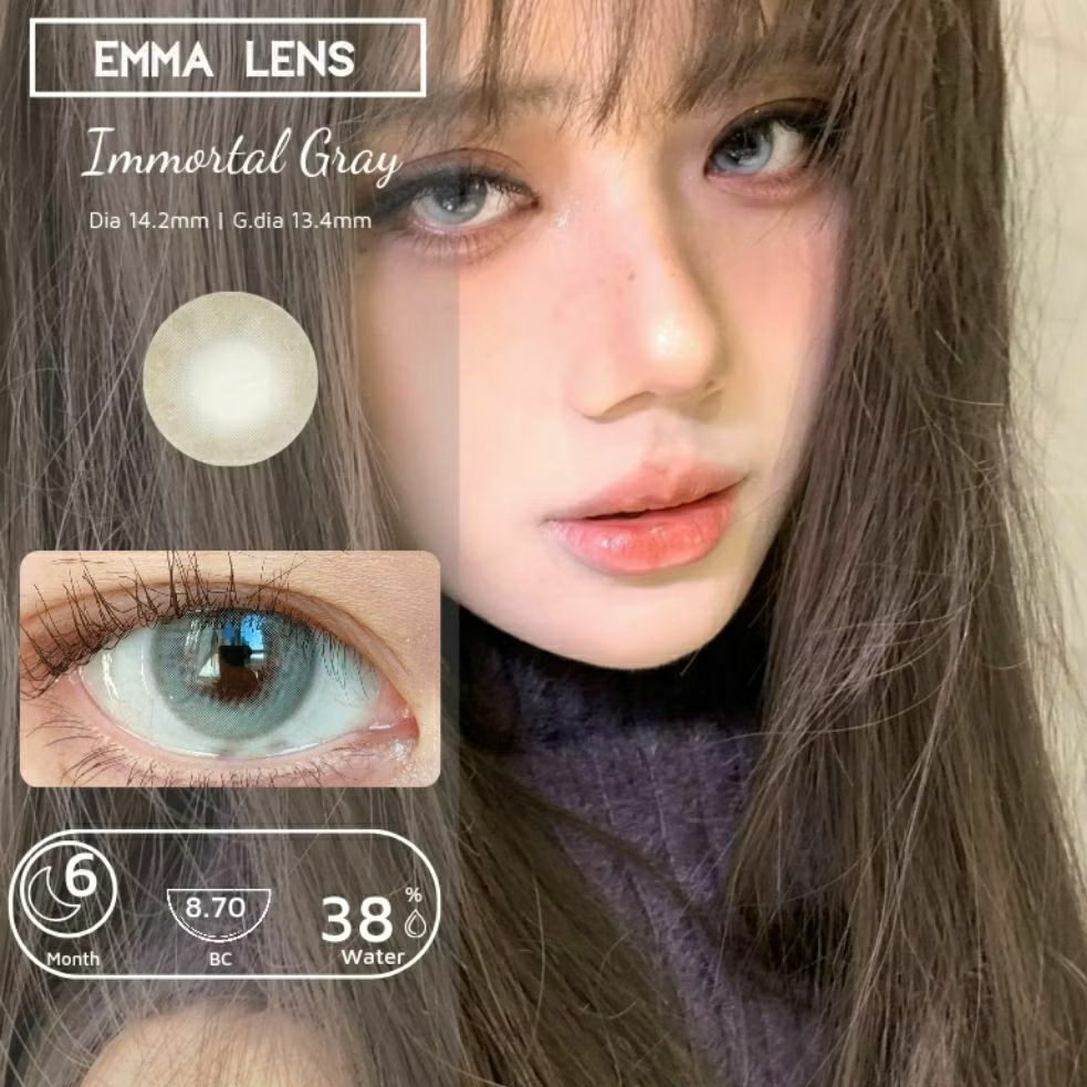 Kính áp tròng Immortal Gray | Lens Xám Tây Không Viền Giãn Nhẹ | Emma Lens