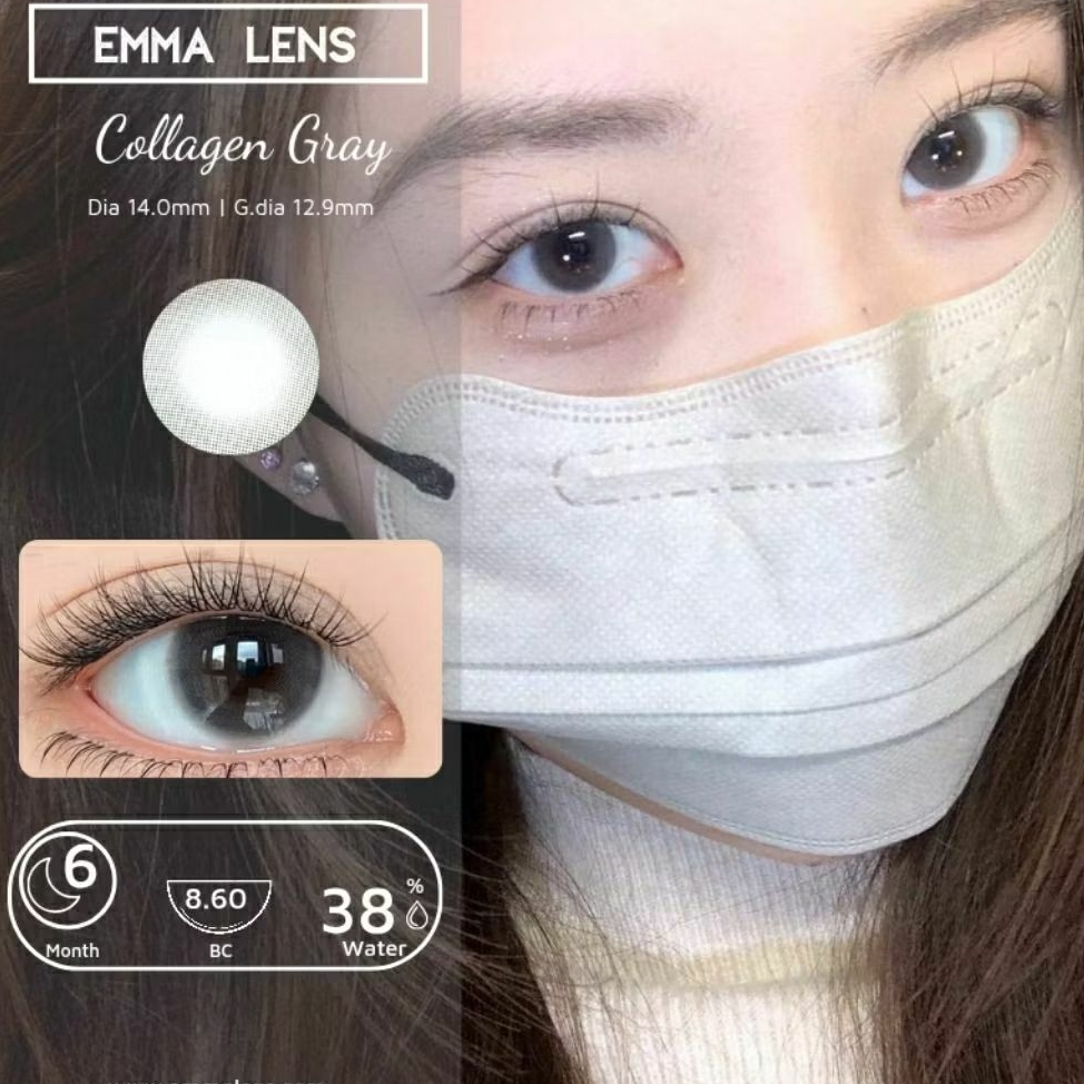 Kính Áp Tròng Collagen Gray | Lens Xám Tự Nhiên Không Giãn | Emma Lens