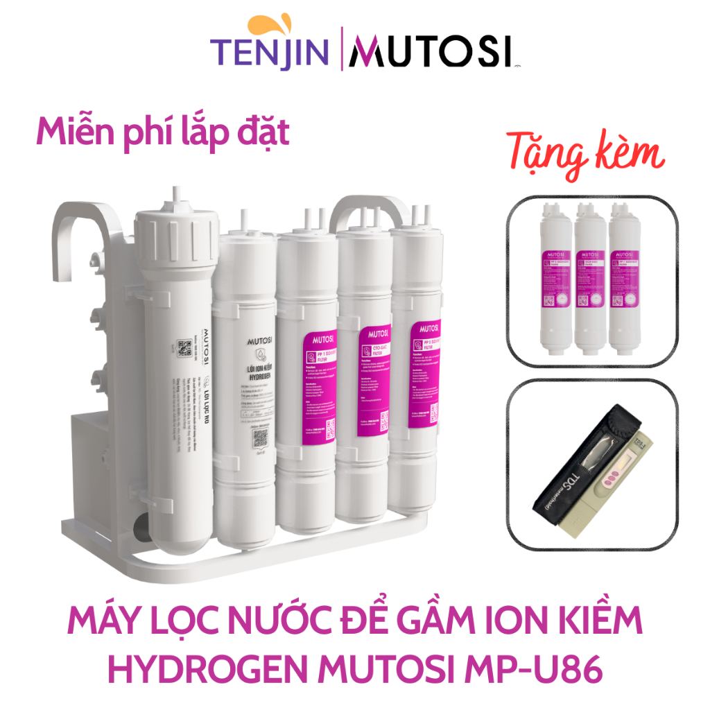 MÁY LỌC NƯỚC ĐỂ GẦM ION KIỀM HYDROGEN MUTOSI MP-U86, MÁY ĐỂ GẦM NHỎ GỌN - CHÍNH HÃNG BẢO HÀNH 3 NĂM