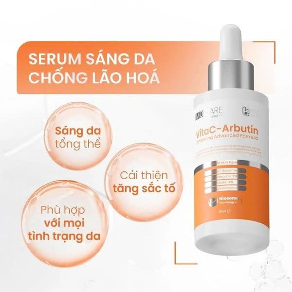 [HÀNG CTY] Serum Sáng Da, Giảm Lão Hoá MD CARE VitaC-Arbutin Serum Whitening Advanced Formula 30ml