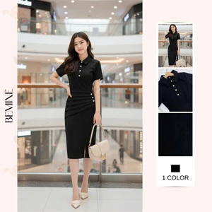 Đầm thiết kế BEMINE cổ đức xếp ly eo dáng bút chì phù hợp đi làm-MT11107