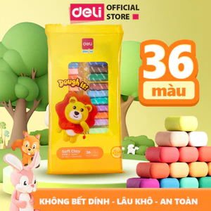 Đất Sét Tự Khô Deli Đất Sét Mỹ Thuật Túi 12/24/36 Màu Tặng Kèm Dụng Cụ Chất Đất Mềm Mịn An Toàn Nặn Tạo Hình