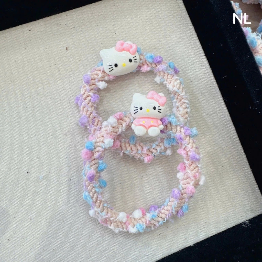 Set 2 Dây Buộc Tóc Cao Su Co Giãn Đính Charm Nhiều Kiểu Dễ Thương Xinh Xắn Phụ Kiện Tóc Empoli