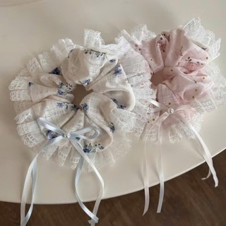 Scrunchies cột tóc nơ tiểu thư vải hoa cho nàng bánh bèo