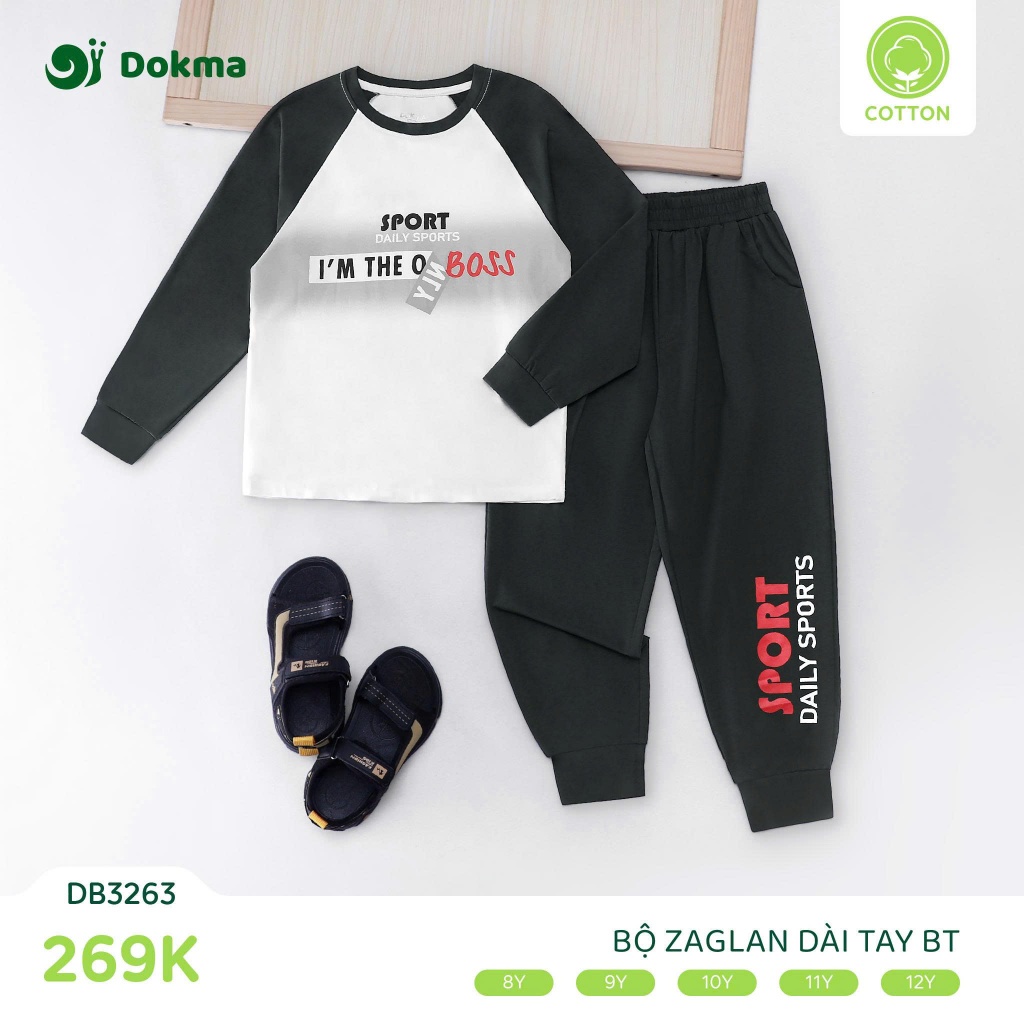 (23-42kg, 7-12Y) Bộ Cổ Tròn Dài Tay Dokma DB3106 DB3107 DB3100 DB3109 DB3264