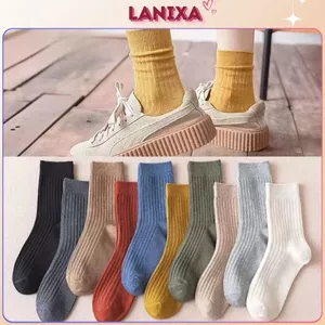Tất nam nữ cổ trung chất liệu cotton giúp chống hôi chân đơn giản và co dãn vô cùng tốt LANIXA T44