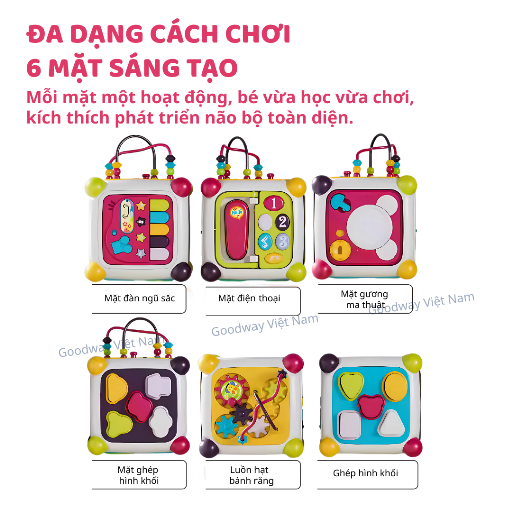 Hộp Nhạc Montessori Cho Bé 6 12 Tháng Goodway Activity Cube Đồ Chơi Thả Hình Khối Cho Bé