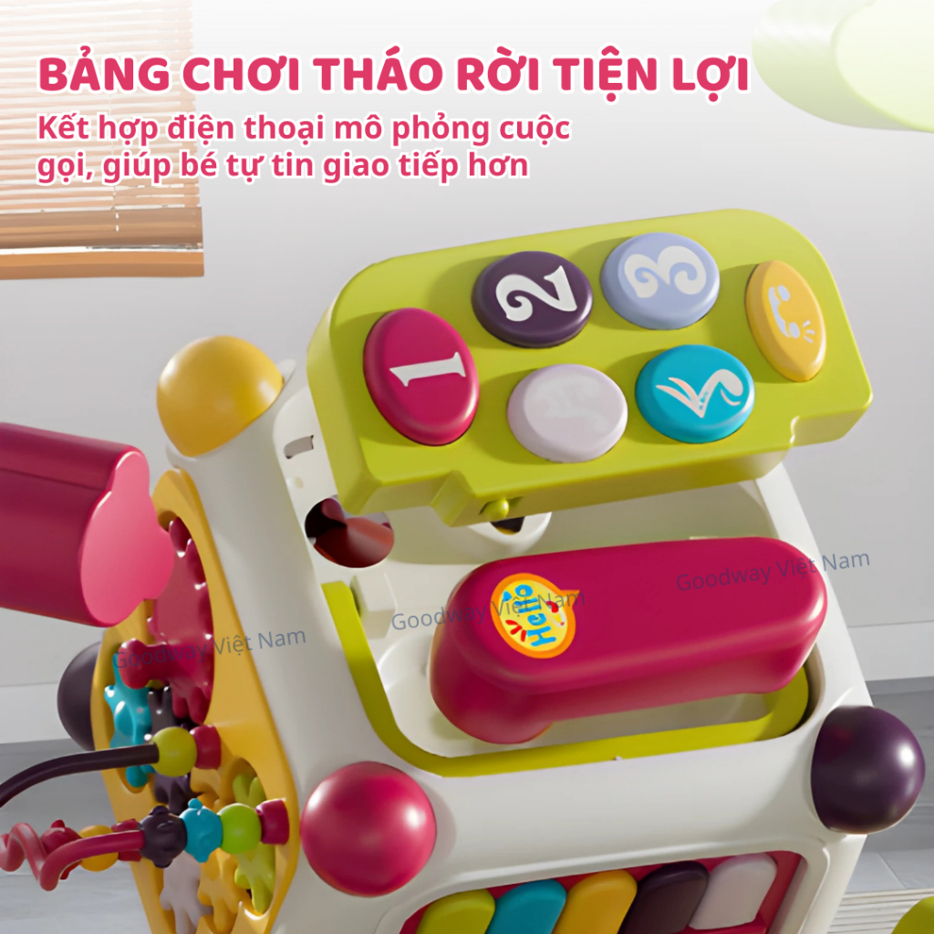 Hộp Nhạc Montessori Cho Bé 6 12 Tháng Goodway Activity Cube Đồ Chơi Thả Hình Khối Cho Bé