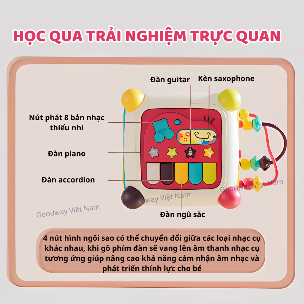 Hộp Nhạc Montessori Cho Bé 6 12 Tháng Goodway Activity Cube Đồ Chơi Thả Hình Khối Cho Bé