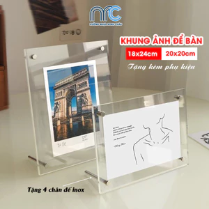 Khung ảnh acrylic, Khung ảnh mica để bàn, Khung ảnh trang trí bàn học, bàn làm việc - Mica trong suốt