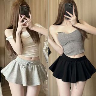 Váy ngắn nữ chất nỉ form xoè có quần bảo hộ cạp chun rút dây 3 màu VANISA CV46