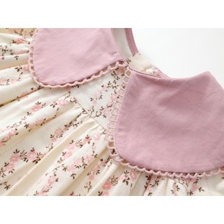 Váy Cho Bé Gái, Váy Dài Tay Cho Bé Gái Phong Cách Tiểu Thư Thiết Kế Hoa Nhí Chất Liệu Cotton Mềm Mịn