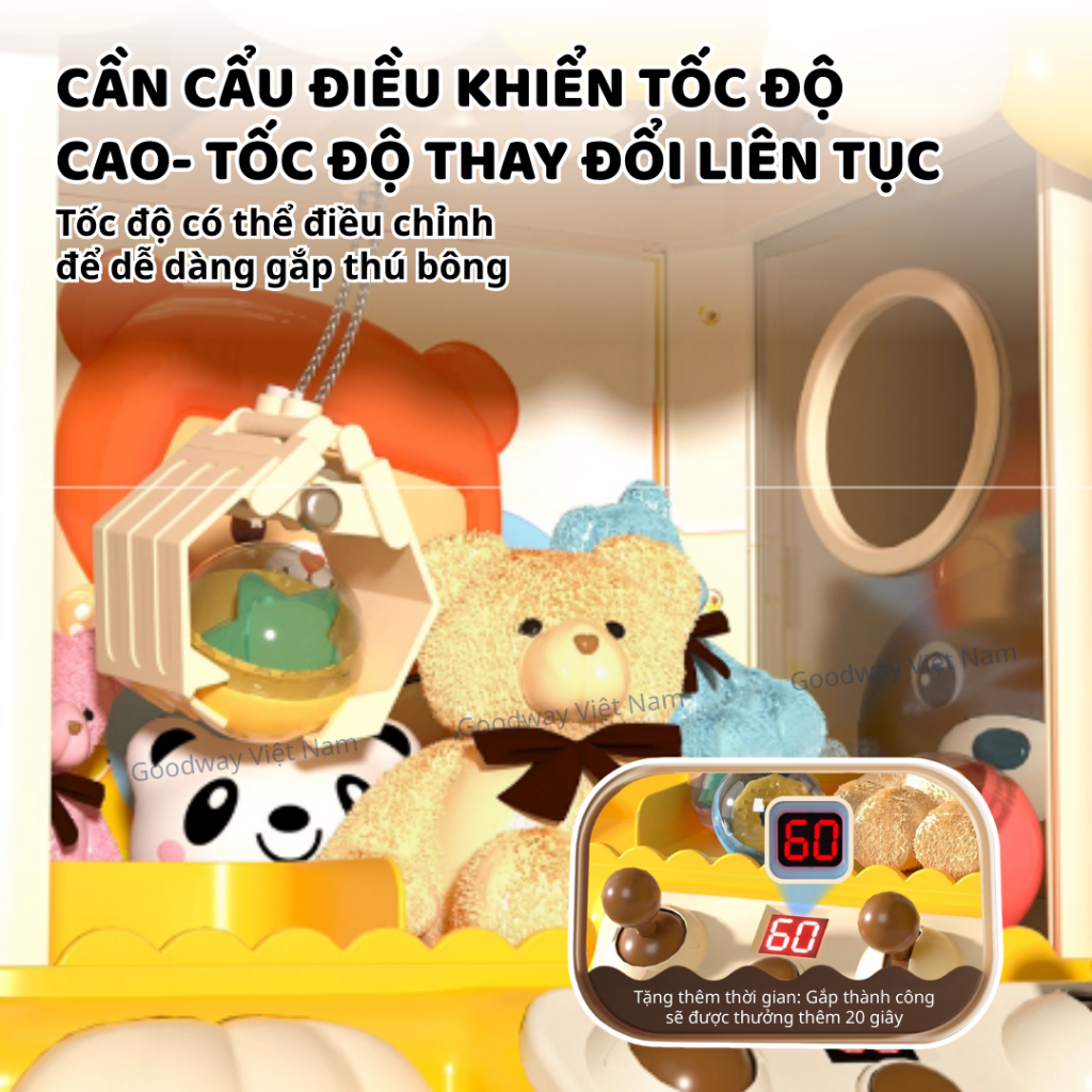 Máy Gắp Thú Mini Goodway Claw Machine Đồ Chơi Gắp Thú Có Nhạc Đèn Cho Bé