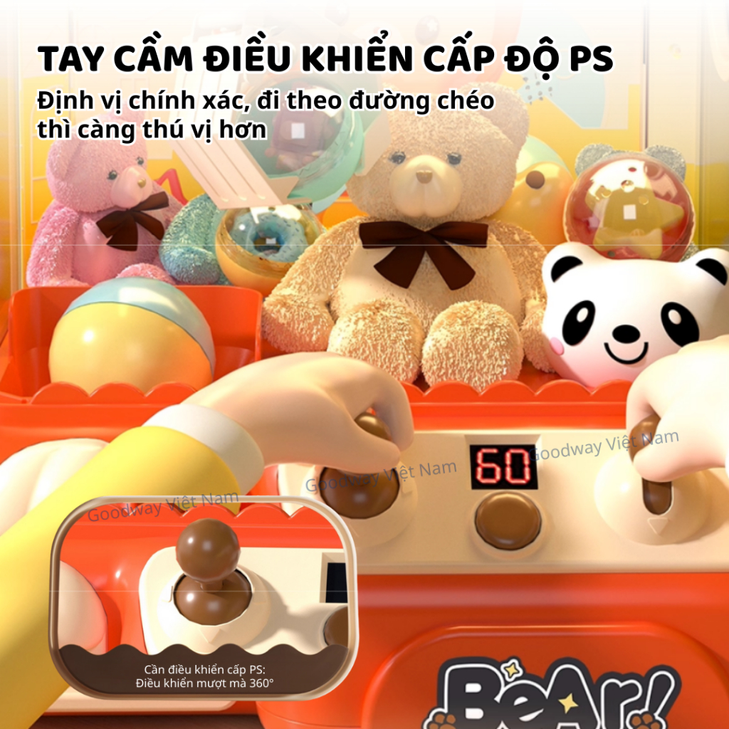 Máy Gắp Thú Mini Goodway Claw Machine Đồ Chơi Gắp Thú Có Nhạc Đèn Cho Bé