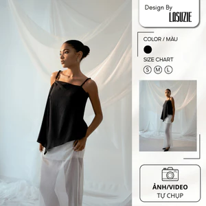Áo Hai Dây Nữ Vải Tơ Bột Vivian Top Design by LASUZIE Form Rộng Kiểu Dáng Lệch Tà Thời Trang