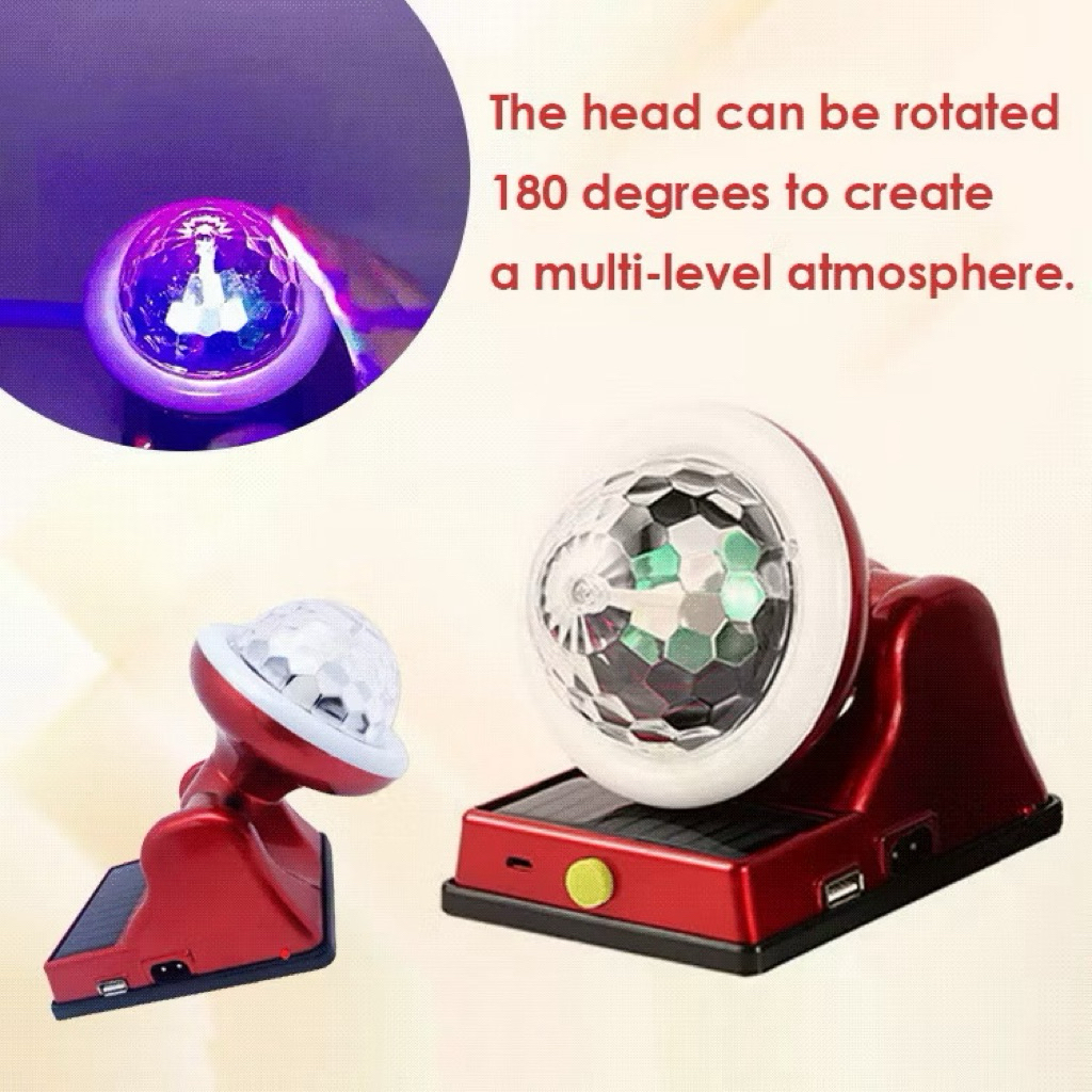 Đèn LED xoay 7 màu tiệc tùng bằng năng lượng mặt trời