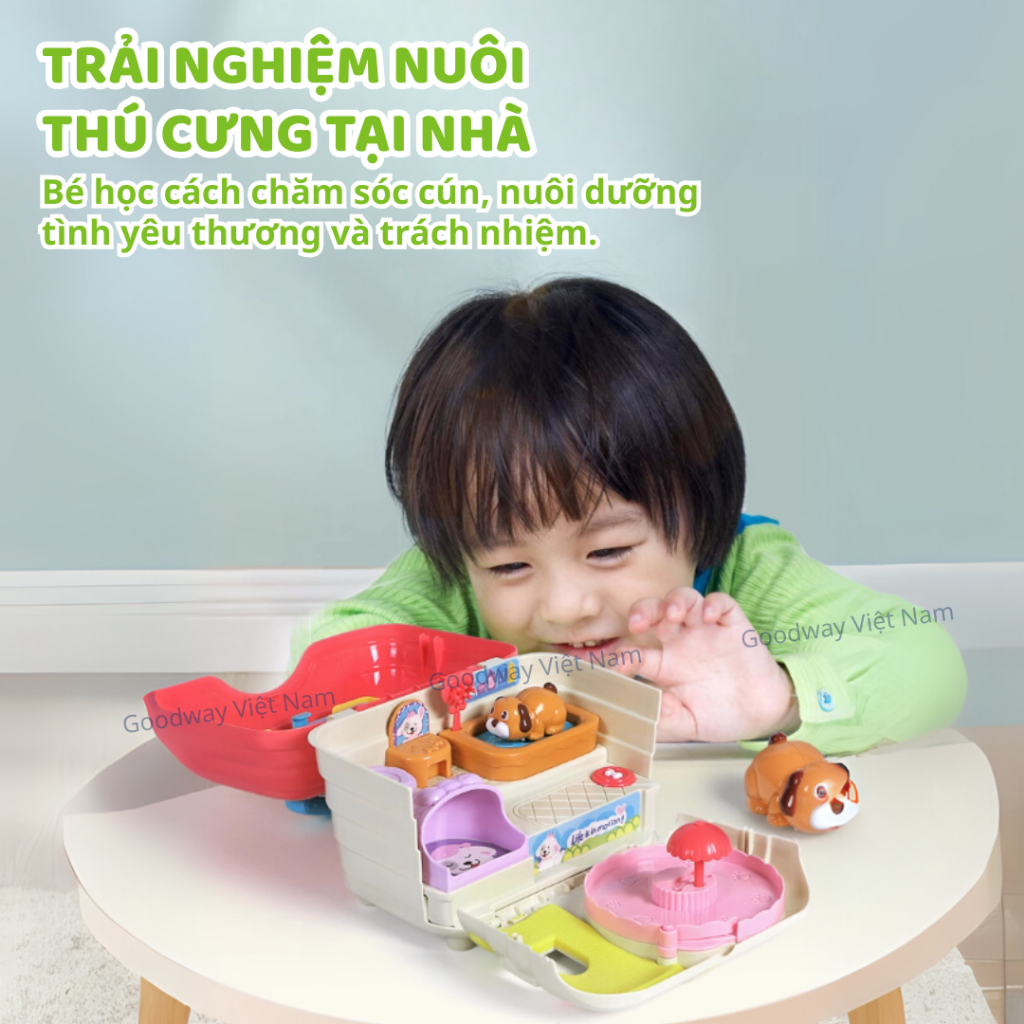 Đồ chơi nuôi thú cưng, ngôi nhà đồ chơi mini kèm âm thanh cho bé trai bé gái chính hãng Goodway