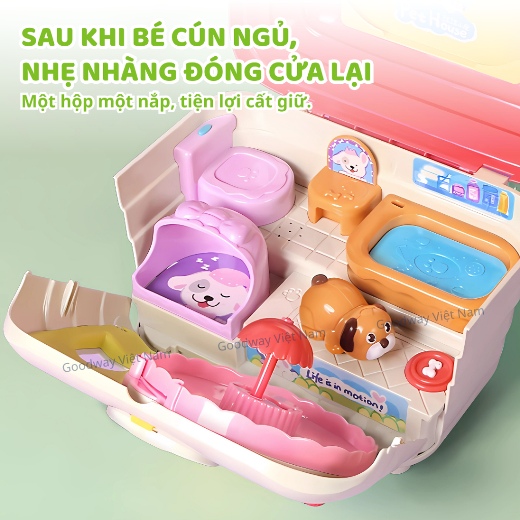 Đồ chơi nuôi thú cưng, ngôi nhà đồ chơi mini kèm âm thanh cho bé trai bé gái chính hãng Goodway