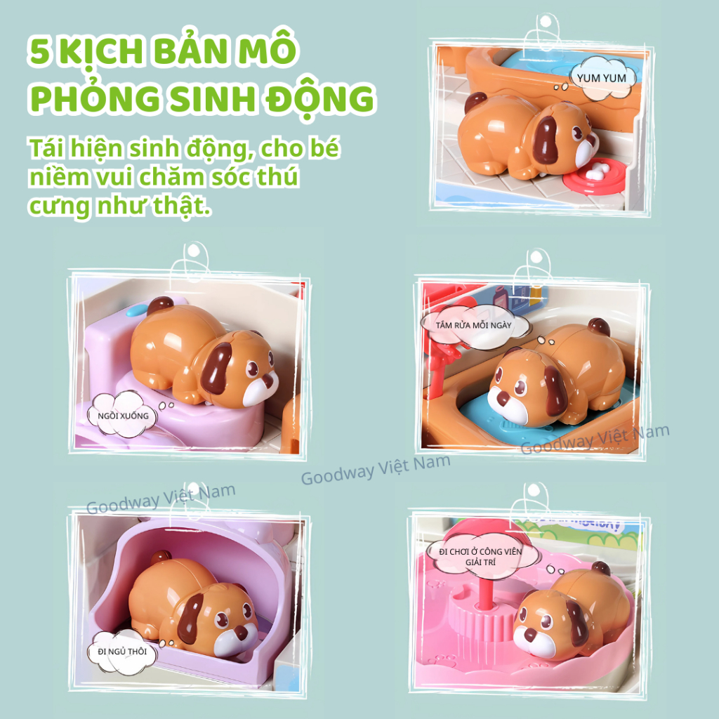 Đồ chơi nuôi thú cưng, ngôi nhà đồ chơi mini kèm âm thanh cho bé trai bé gái chính hãng Goodway