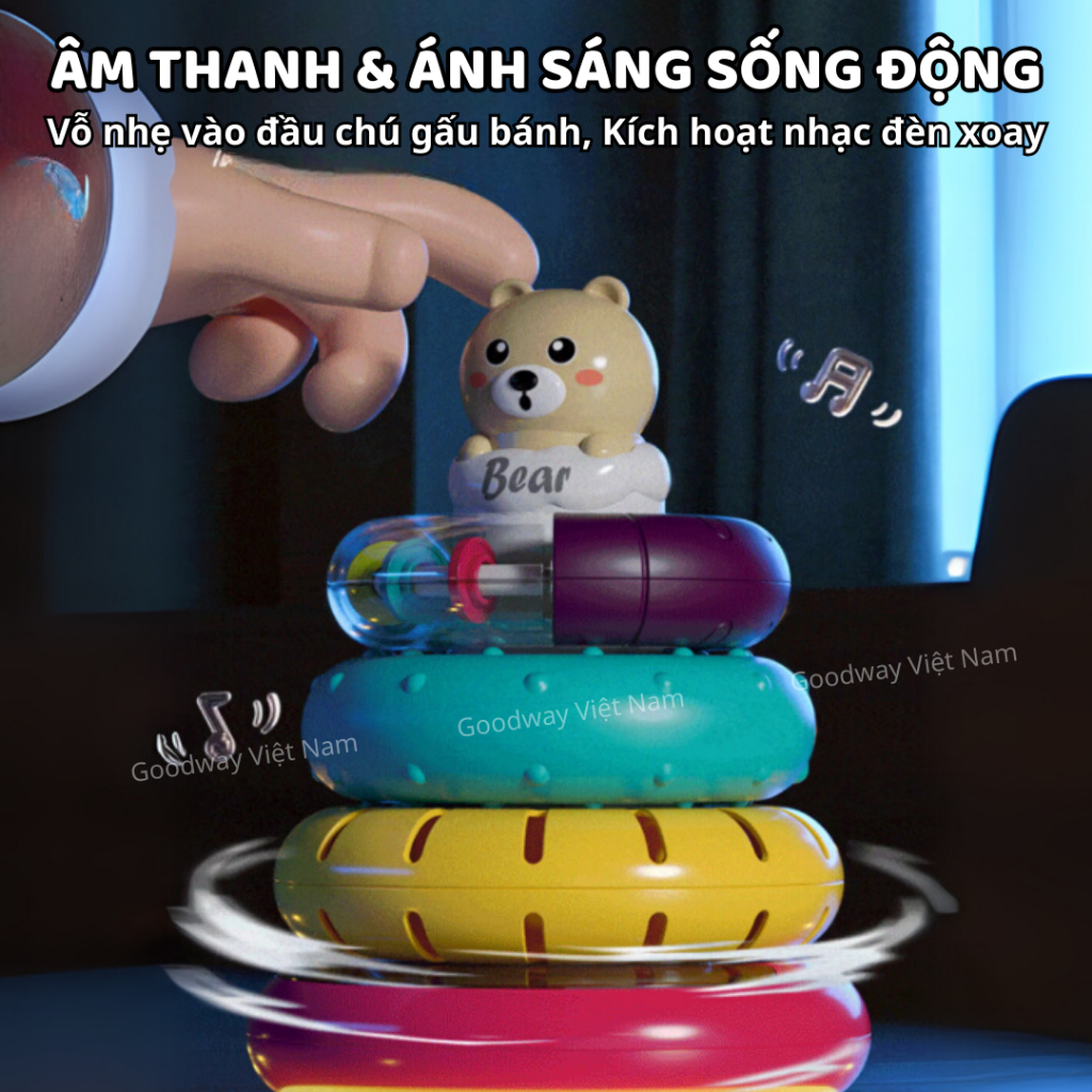 Đồ Chơi Tháp Xếp Chồng Montessori Cho Bé Goodway Stacking Rings Đồ Chơi Âm Thanh Cho Bé Sơ Sinh