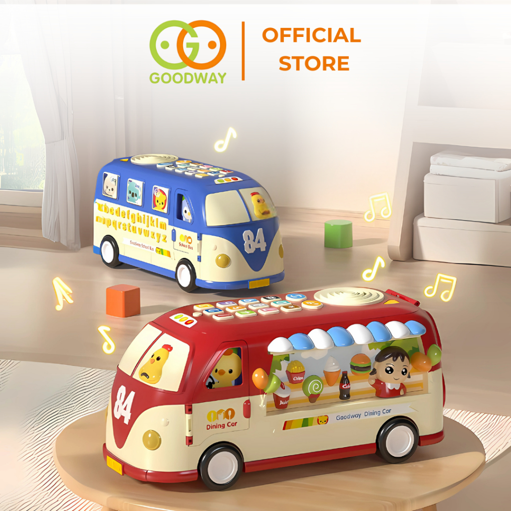 Xe buýt đồ chơi phát nhạc cho bé Goodway Learning Bus đồ chơi tương tác an toàn cho bé sơ sinh