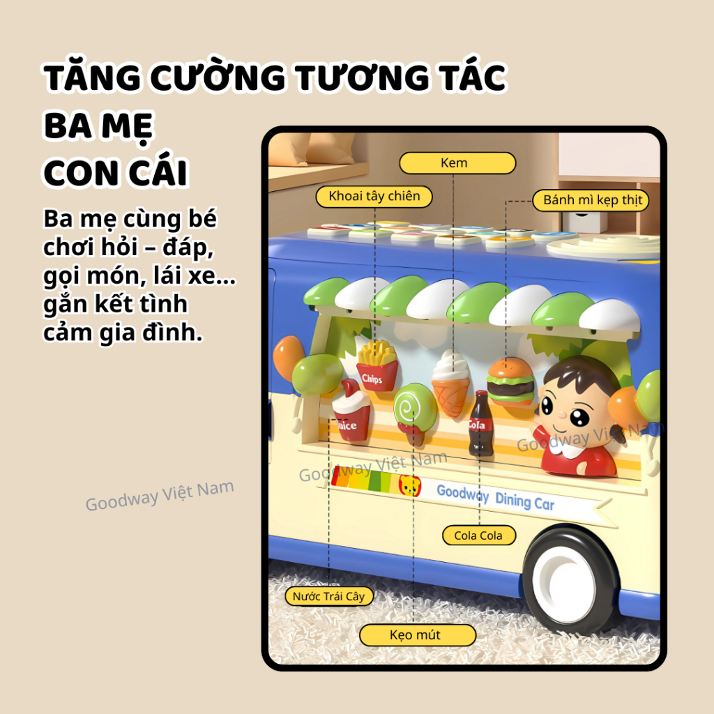Xe buýt đồ chơi phát nhạc cho bé Goodway Learning Bus đồ chơi tương tác an toàn cho bé sơ sinh