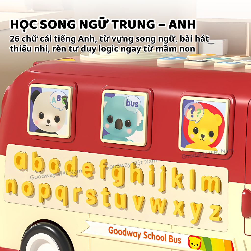 Xe buýt đồ chơi phát nhạc cho bé Goodway Learning Bus đồ chơi tương tác an toàn cho bé sơ sinh