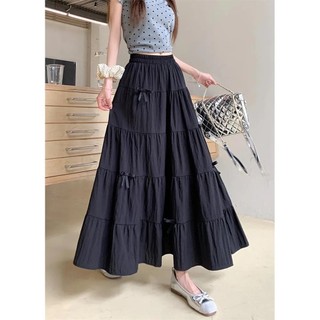 Váy midi dài xếp tầng phối nơ nhẹ nhàng dáng xoè chất voan mỏng 2 màu VANISA CV058
