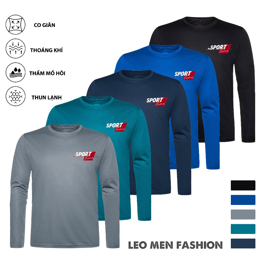 COMBO  áo thun nam dài thay chất vải trơn mềm mại thoáng khí có in Logo Sport thể thao cá tính