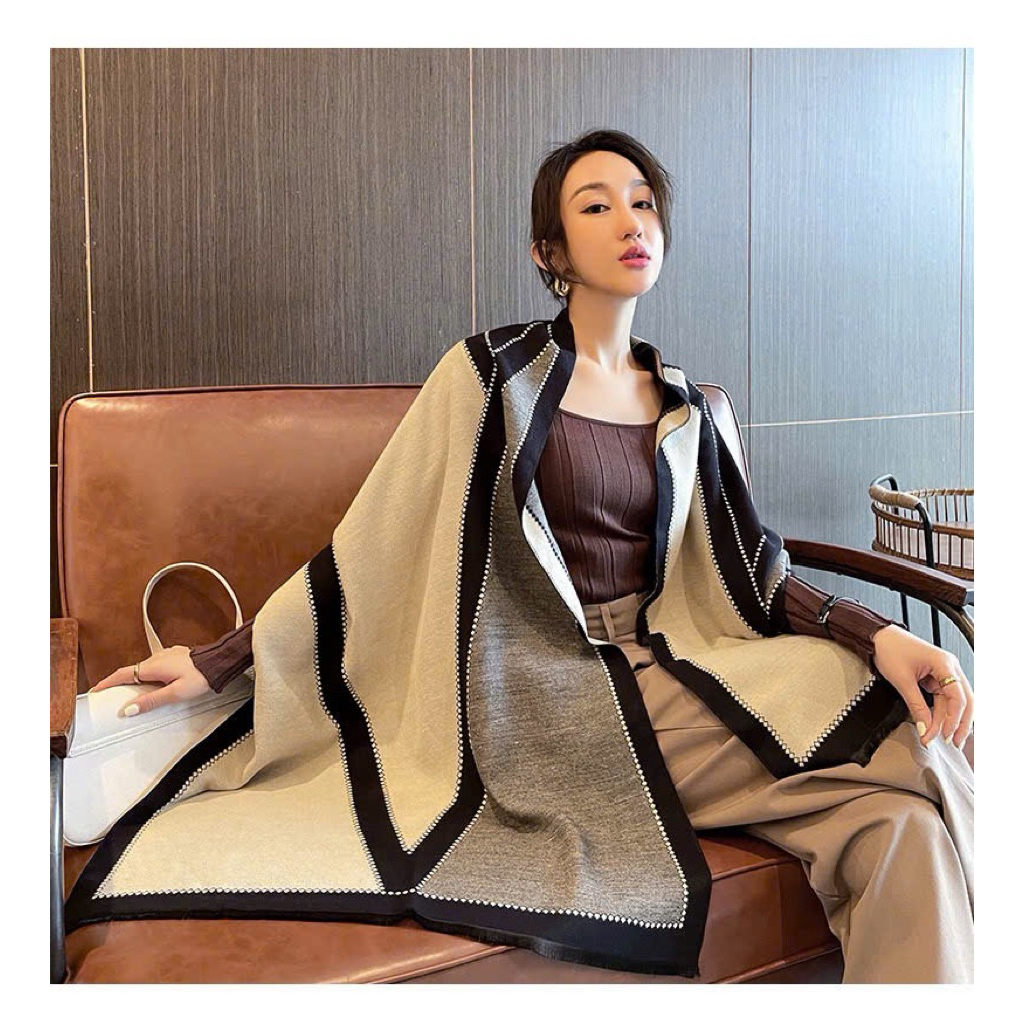 Khăn choàng dạ thời trang ,kẻ chéo mẫu mới k17