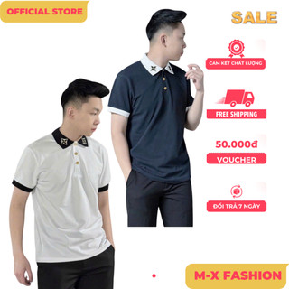 ÁO polo nam cổ tròn họa tiết tay ngắn phong cách trẻ trung chuẩn from