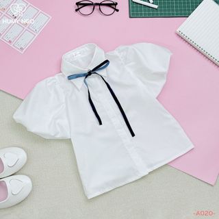 Áo sơ mi bé gái HUMY NGO chất liệu cao cấp thời trang đi học cho bé 20 - 40kg - KHÔNG KÈM NƠ NHUNG [A20]