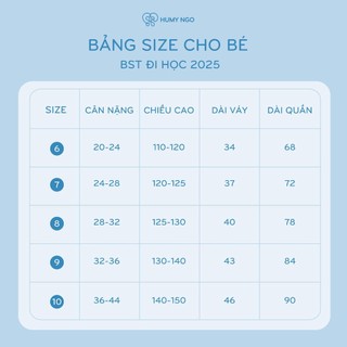 Áo sơ mi bé gái HUMY NGO chất liệu cao cấp thời trang đi học cho bé 20 - 40kg - KHÔNG KÈM NƠ NHUNG [A20]