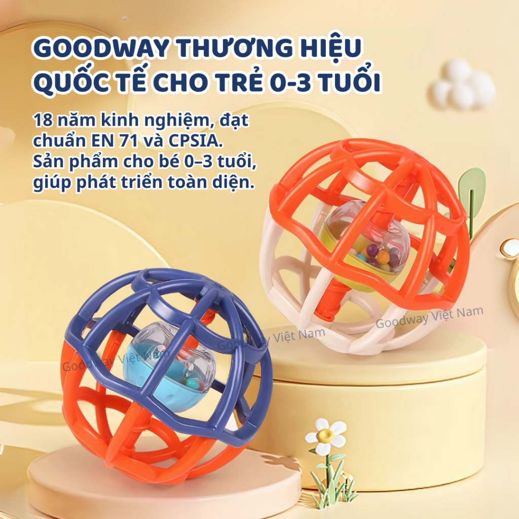 Lục Lạc Xúc Xắc Cho Bé Sơ Sinh Goodway Baby Gym Ball Đồ Chơi Giác Quan Cầm Tay