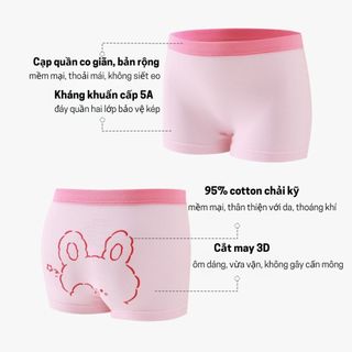 Quần Lót Cho Bé Gái, Quần Lót Kháng Khuẩn Cho Bé Gái Chất Liệu 100% Cotton Mềm Mịn