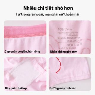 Quần Lót Cho Bé Gái, Quần Lót Kháng Khuẩn Cho Bé Gái Chất Liệu 100% Cotton Mềm Mịn